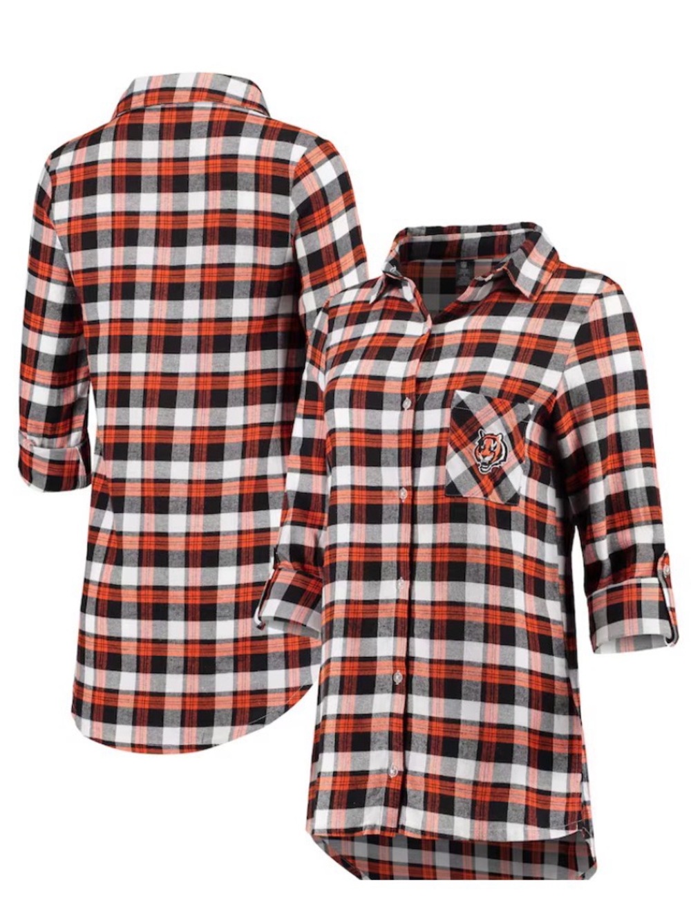 NWOT San Francisco Giants Black/Orange Breakout Flannel Long Sleeve Nightshirt - Picture 3 of 8